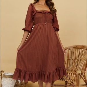 Selfie Leslie Rust Midi Dress